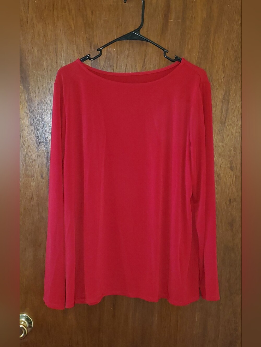 NWOT Susan Graver Liquid Knit Red Long Sleeve Boatneck Top Sz Xl